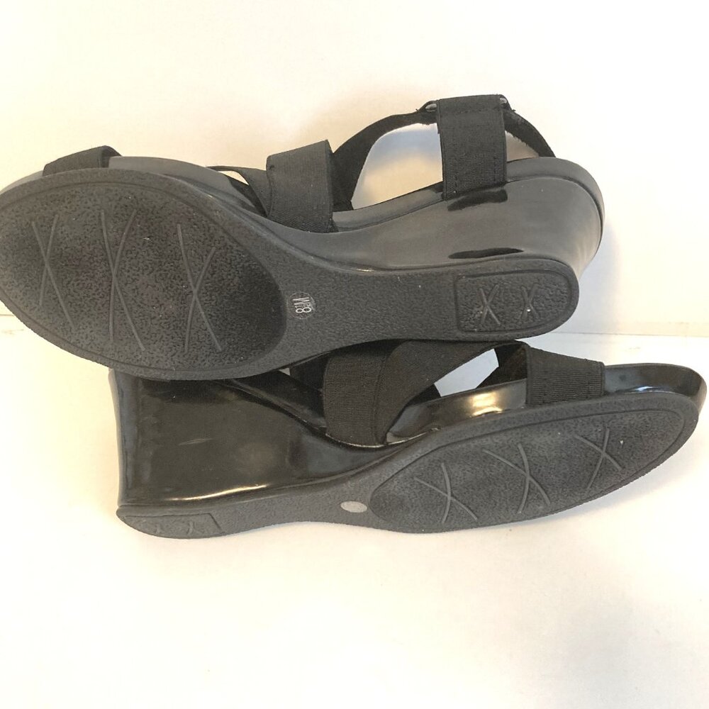 Impo Black Stretch Strappy Wedge Sandals/ Size 8M/ Comfortable Elastic Straps - Picture 6 of 9